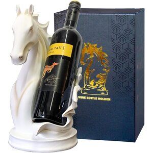 Wine Bottle Holder Wine Racks Tabletop Horse Statue as Home Wine Cellar White
